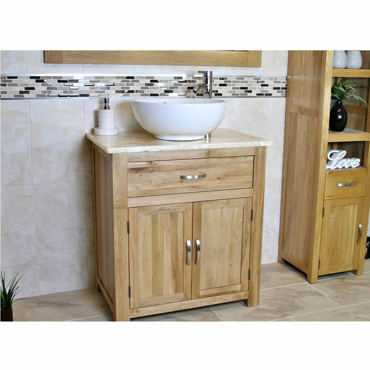 Belfry Bathroom Defazio Solid Oak 750mm Free-Standing Vanity Unit ...
